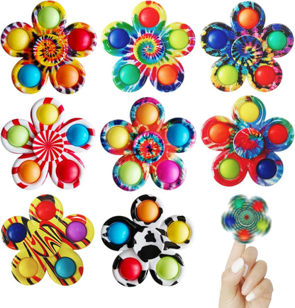 8 Pcs Pop Bubble Fidget Spinners for Party Favors, Hand Fidget Bulk Toys for Classroom Prizes