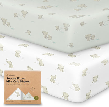 2-Pack Mini Crib Sheets Fitted - 38x26 Pack N Play Sheets for Pack and Play Mattress, Organic