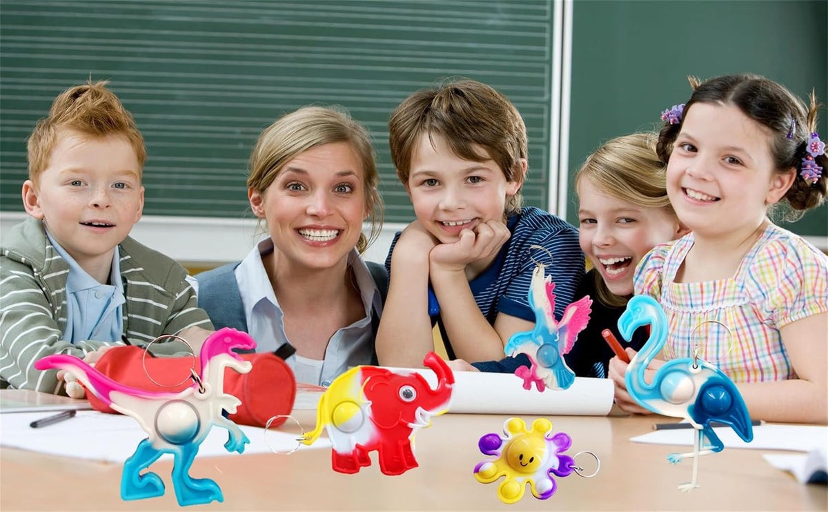 40 Packs Variety Animal Christmas Classroom Students Bulk Rainbow Bubbel Fidgets Gifts from Teach