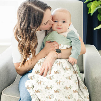 Konssy Baby Blankets for Unisex Boys Girls, Super Soft Nursery Minky Blankets with Muslin Cotton