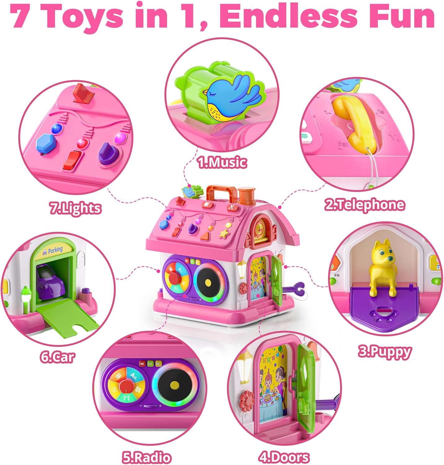 Montessori Toy for 1 Year Old Girl Gifts, Musical Bilingual Educational Toddler Toy Age 1-2 Yr