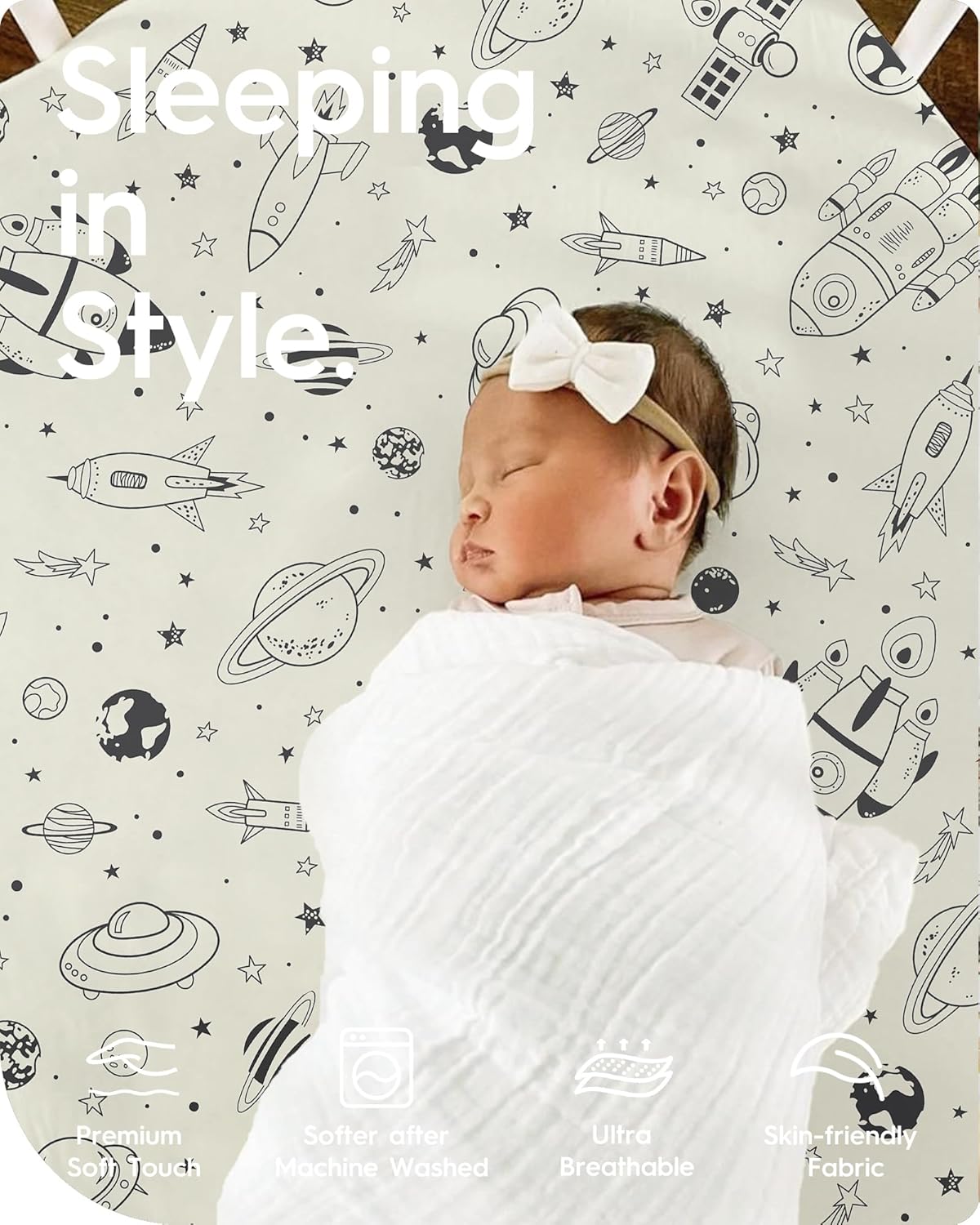 Crib Sheet for Boy Girl, Premium Soft Jersey Knit Fitted Crib Sheet, Safe and Snug, Durable