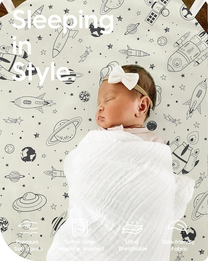 Crib Sheet for Boy Girl, Premium Soft Jersey Knit Fitted Crib Sheet, Safe and Snug, Durable