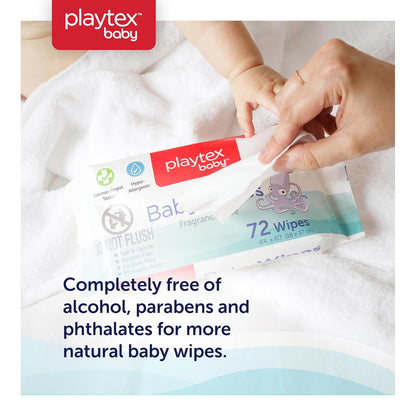 Playtex Baby Wipes, Fragrance Free, 72 Ct, 3-Pack, Dermatologist Tested Soft and Gentle Baby Face