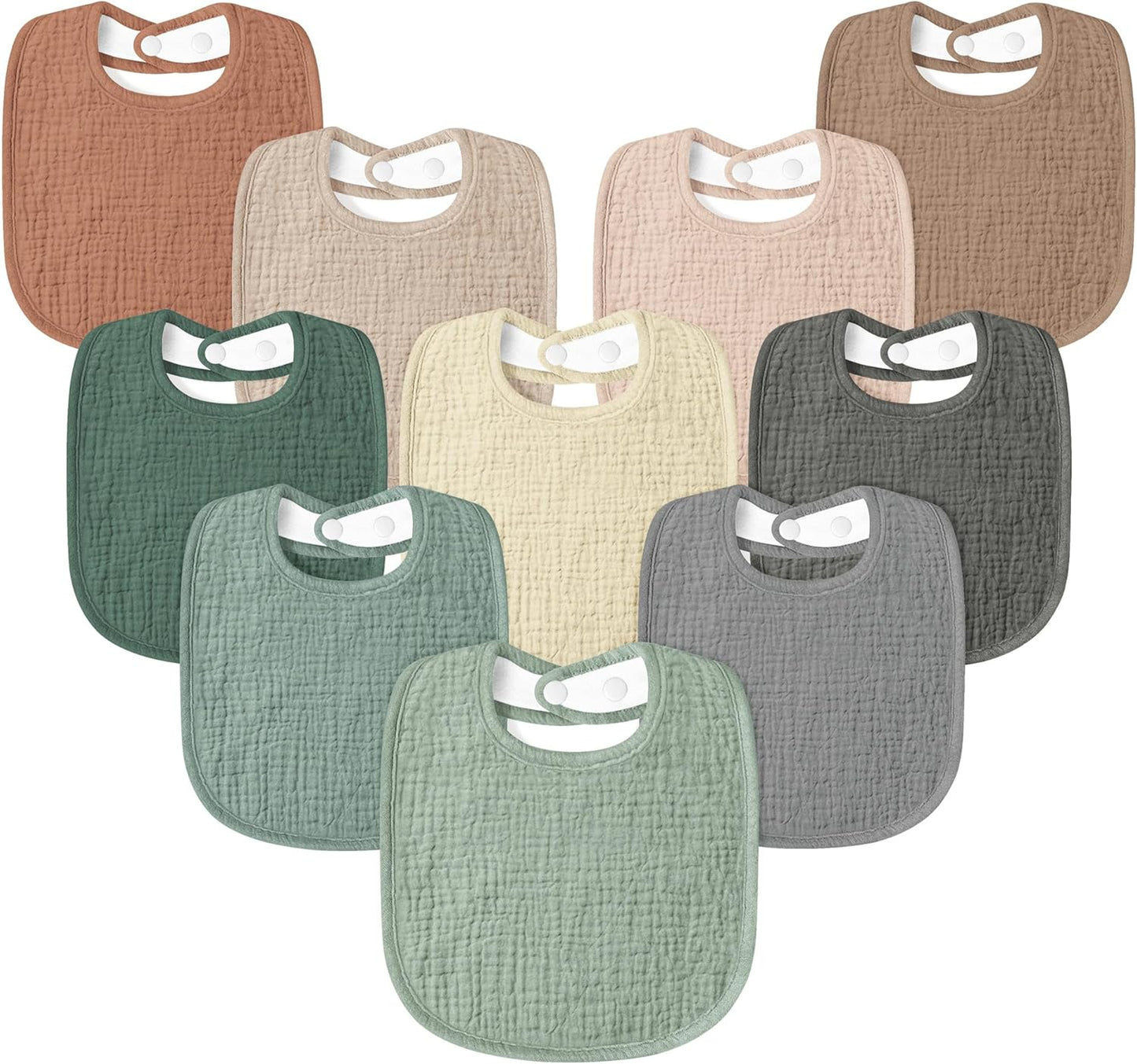 Susurration Muslin Baby Drool Bibs 10Pack Soft Square Adjustable Bandana Bibs for Unisex Baby Girls
