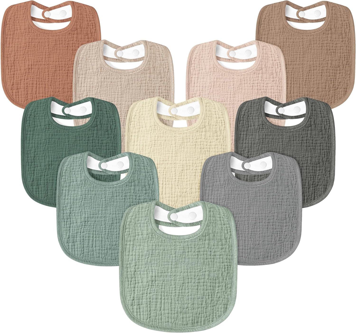 Susurration Muslin Baby Drool Bibs 10Pack Soft Square Adjustable Bandana Bibs for Unisex Baby Girls