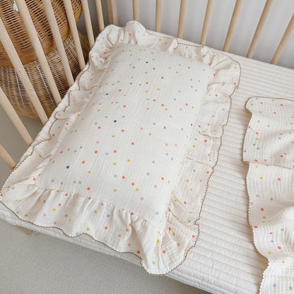 BuLuTu Kids Toddler Pillowcases Muslin Cotton Toddler Pillow Cases Colorful Dots Pattern, Girls