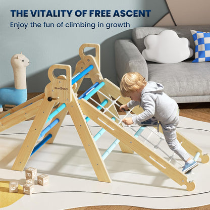 BlueWood 2025 8-in-1 Pikler Triangle Climbing Set Toddler Toys Indoor Baby Jungle Gym Climber