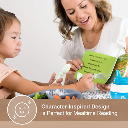 Made in USA Spoon la la Toddler Utensils Set (2 Pack) & Board Book - Spoon & Fork for Kids