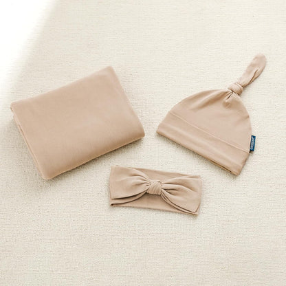 GRSSDER Newborn Swaddle Blanket, Ultra Soft Jersey Receiving Blanket with Matching Headband and