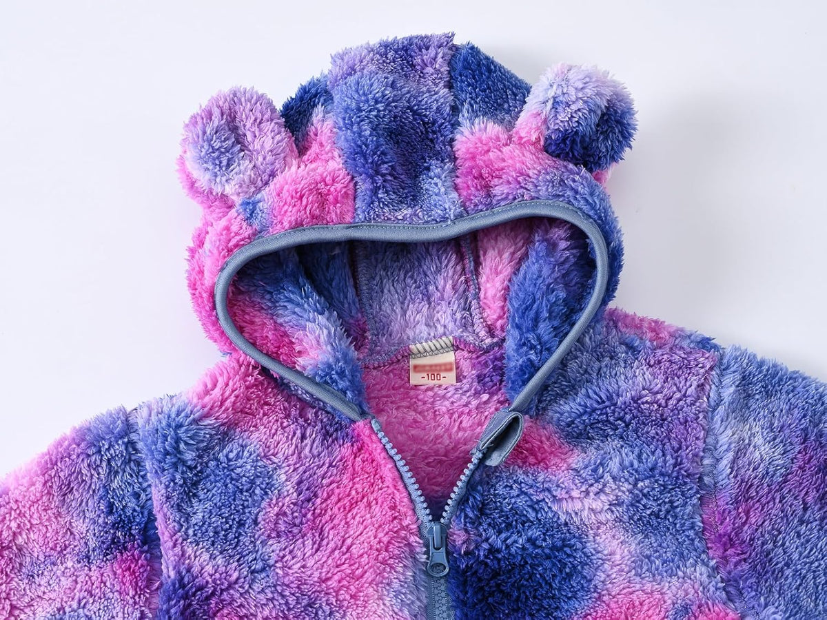 AIWUHE Toddler Boys Girls Hooded Jacket Fleece Hoodie Winter Warm Solid Color Teddy Coat Zip-up