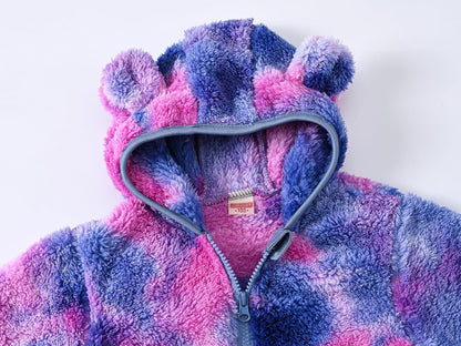 AIWUHE Toddler Boys Girls Hooded Jacket Fleece Hoodie Winter Warm Solid Color Teddy Coat Zip-up