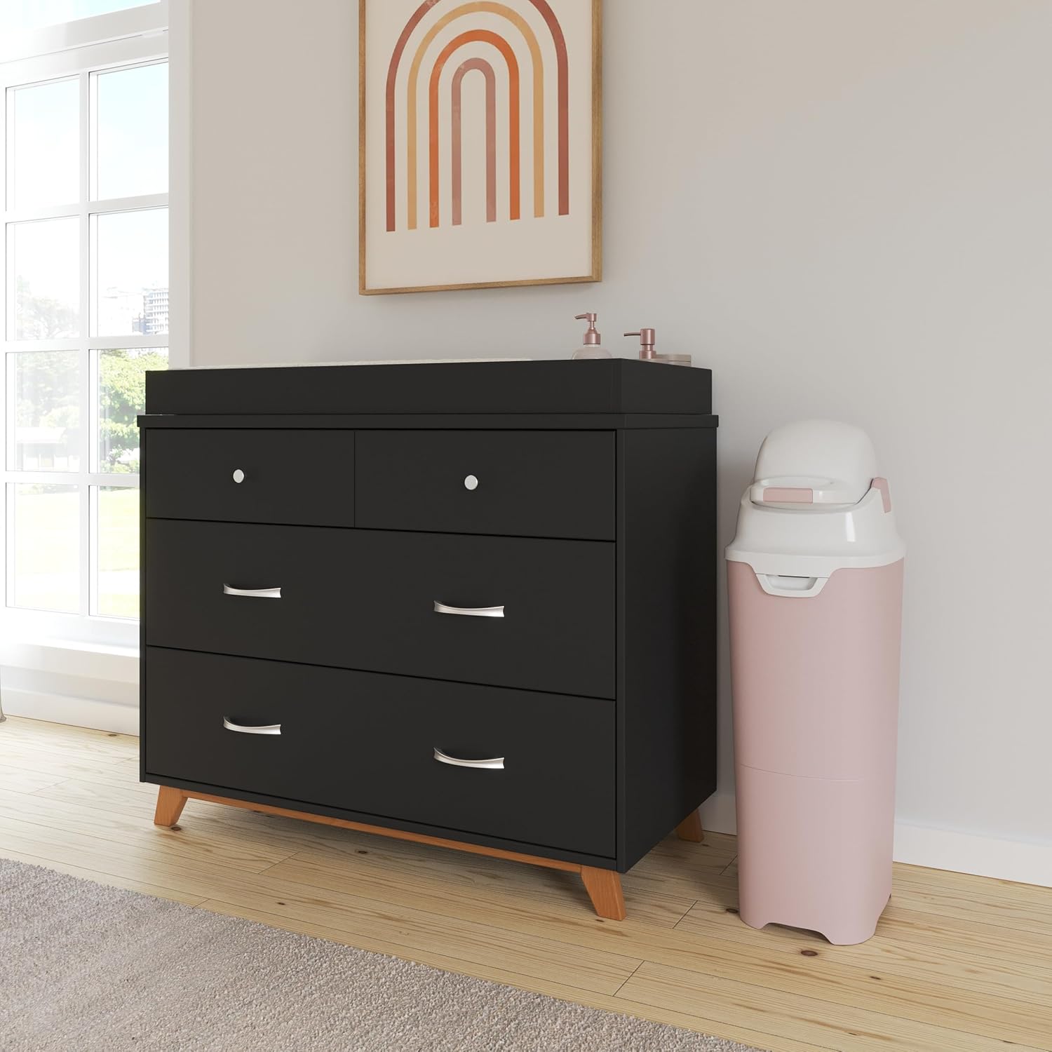 Foundations Tall Diaper Pail with Airtight Lid - Durable & Odorless Diaper Disposal, Large