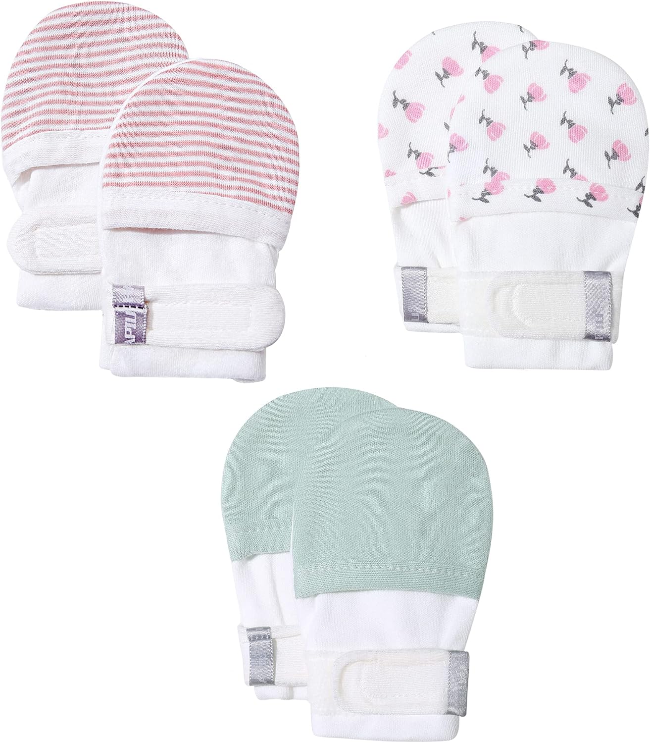 HAPIU Baby No Scratch Mittens Stay On, 100% Cotton Breathable, Adjustable Infant Gloves for Boys