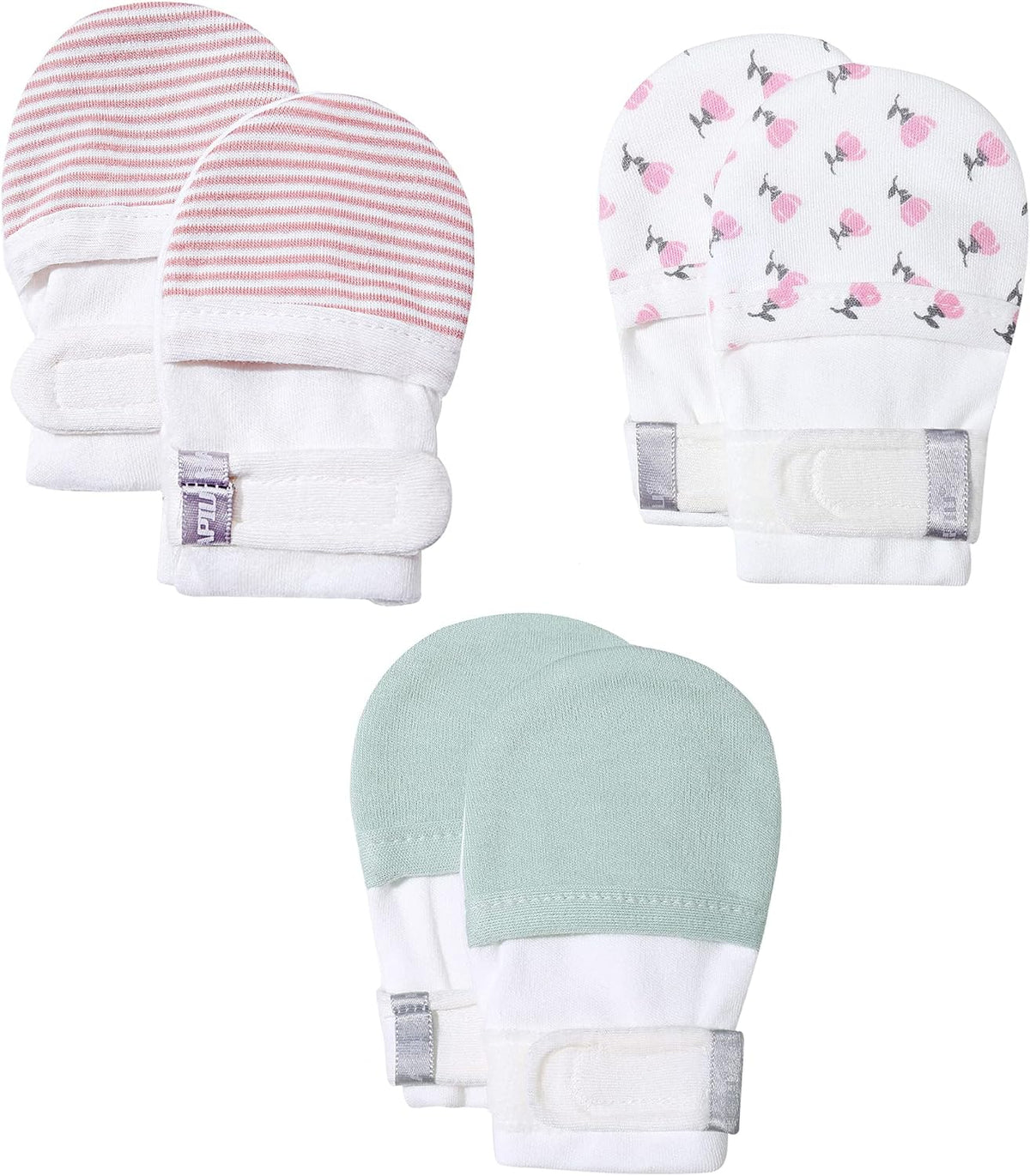 HAPIU Baby No Scratch Mittens Stay On, 100% Cotton Breathable, Adjustable Infant Gloves for Boys