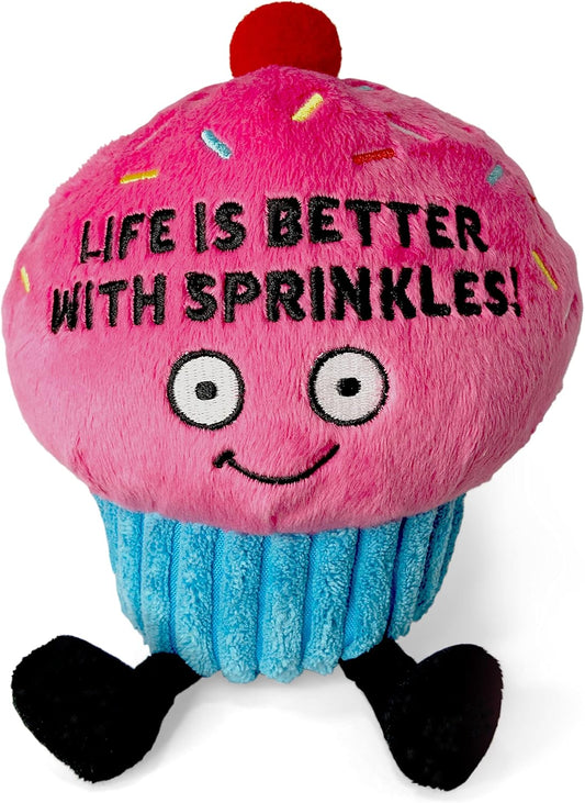 Cupcake Foodie Plushie, Funny Pun Meme Gag Gift, White Elephant, Stocking Stuffer Present, Great