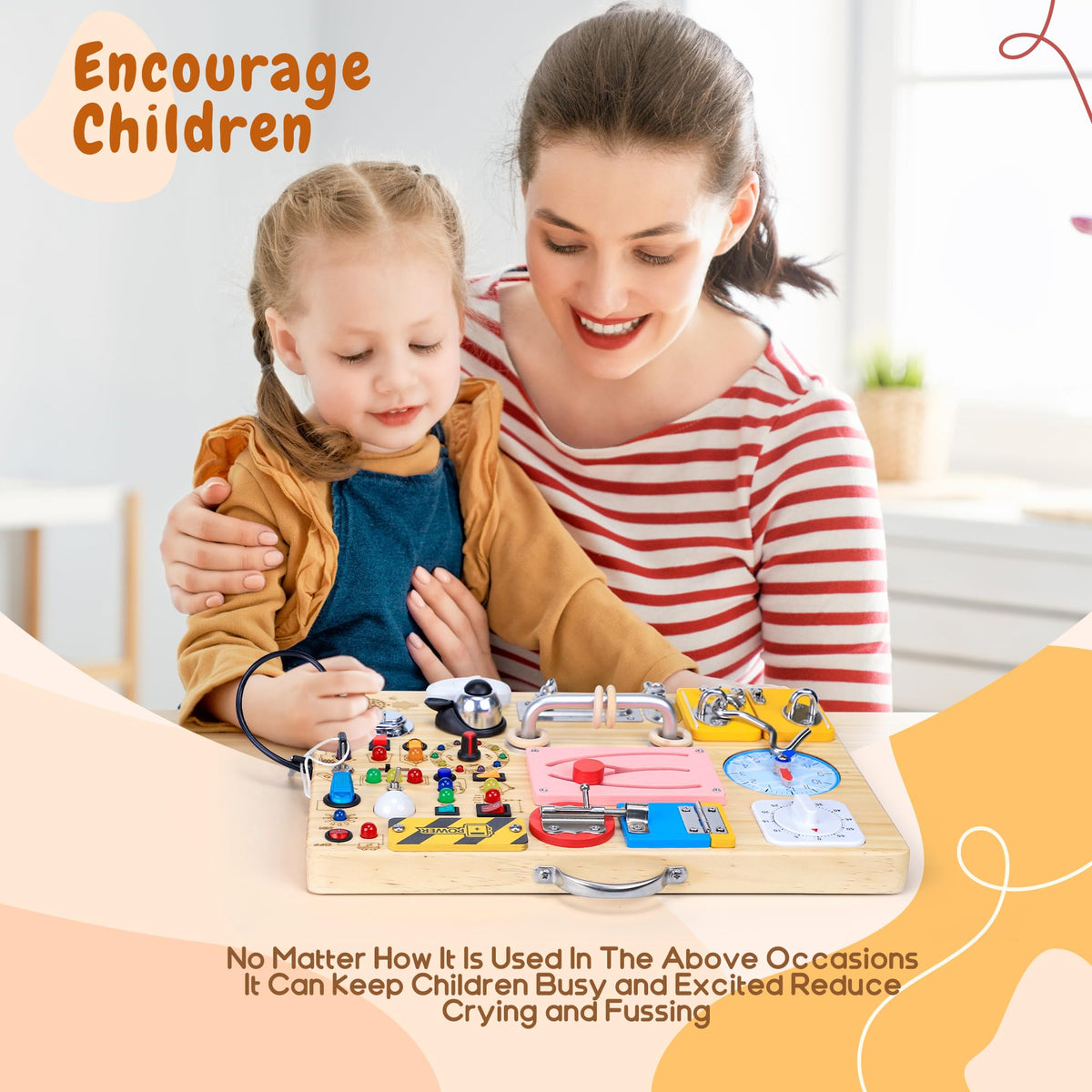 25 in 1 Busy Board with 13 LED Light Switches and 12 Activity, Montessori Toys for 1 2 3 Years Old