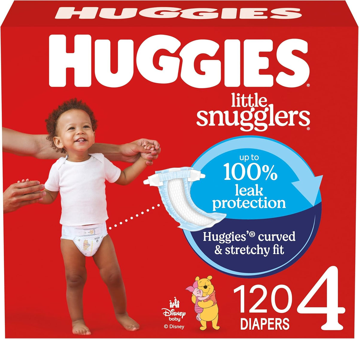 Huggies Size 4 Diapers, Little Snugglers Baby Diapers, Size 4 (22-37 lbs), 120 Count, Packaging May