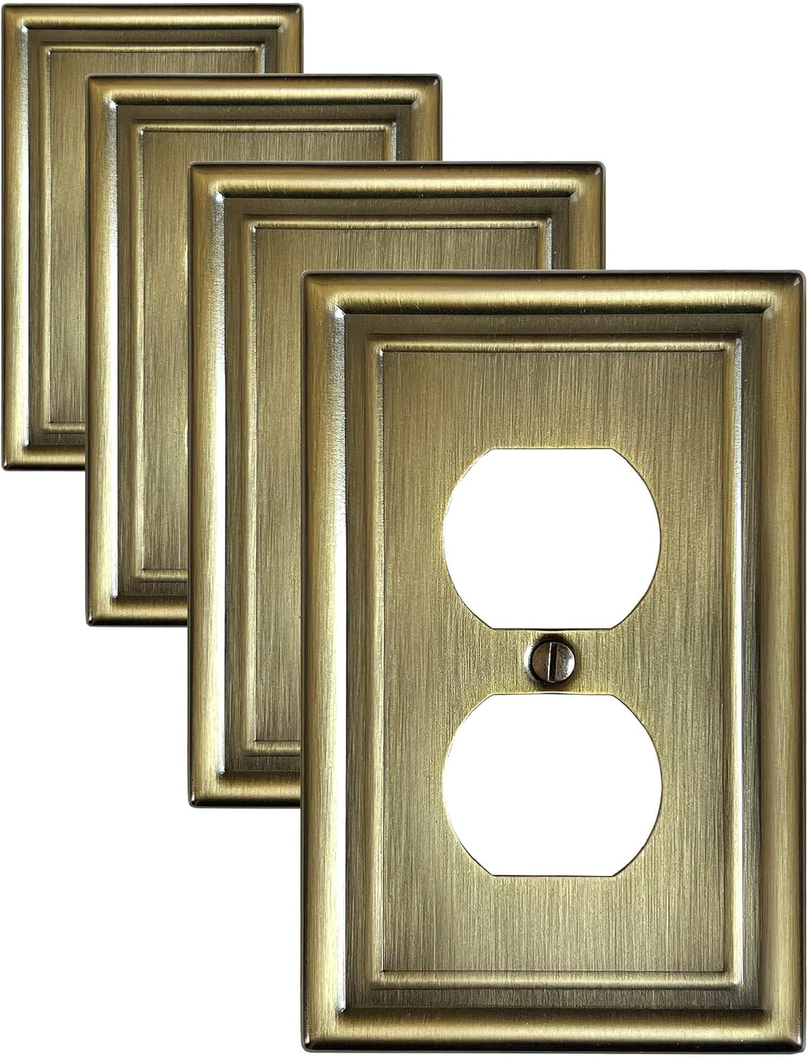 4-Pack Duplex Wall Plate, Decorative Antique Brass Outlet Covers, Metal Electrical Outlet Cover