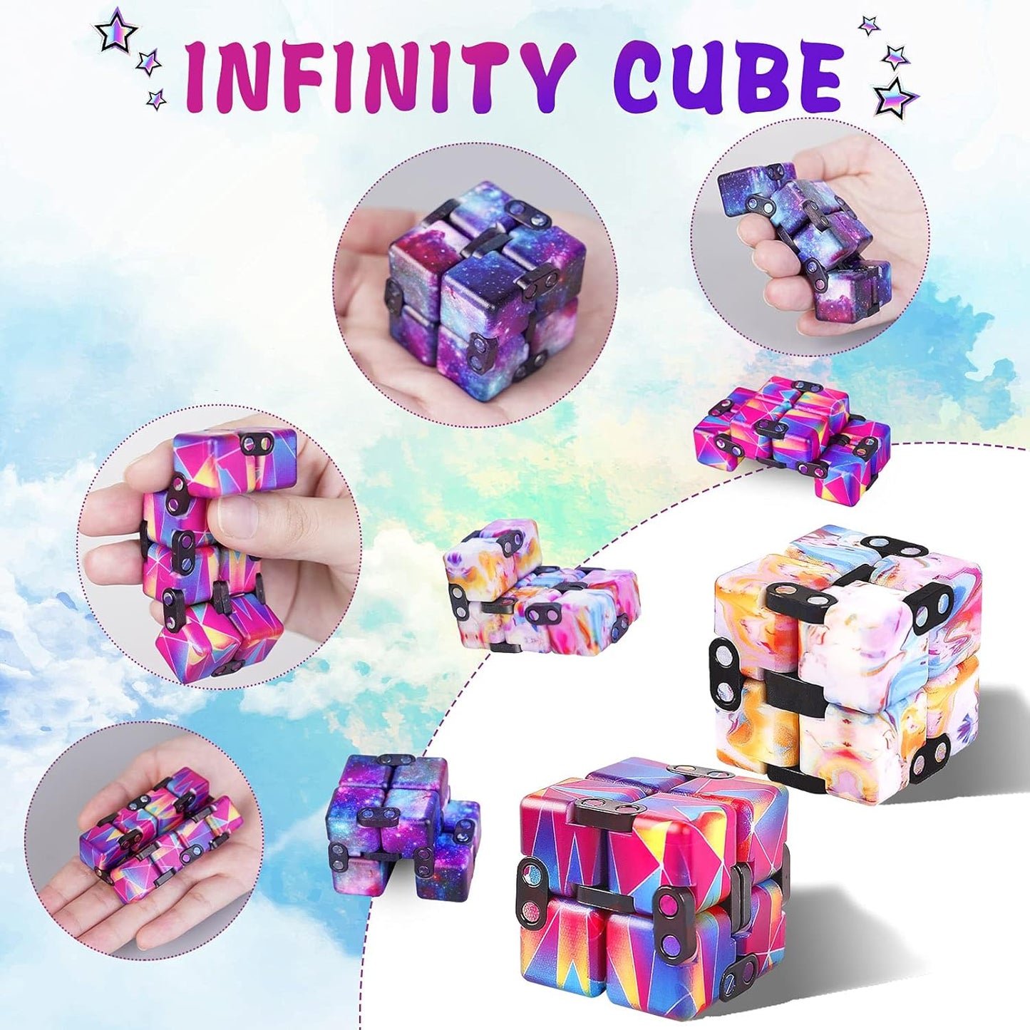 1 Packs Infinity Cube Toy Stress Relieving Fidgeting Game for Kids and Adults,Cute Mini Unique
