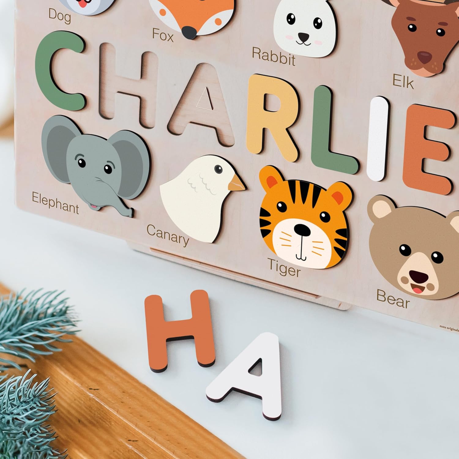 Personalize Name Puzzle for Toddler with Animal, Baby Gift for Girl and Boy 0 1 2 3 Year Old