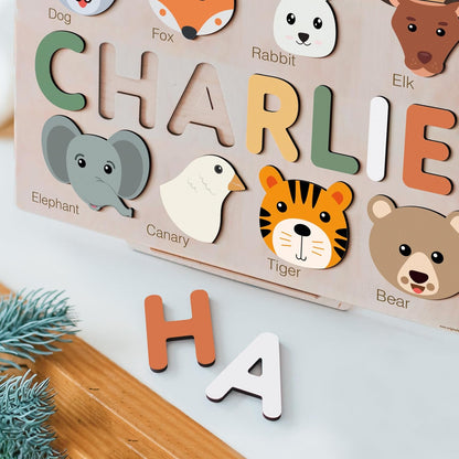 Personalize Name Puzzle for Toddler with Animal, Baby Gift for Girl and Boy 0 1 2 3 Year Old