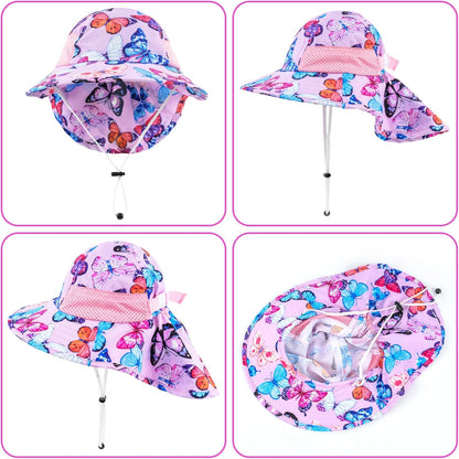 Toddler Baby Sun Hat Kids Summer UPF 50+ for Boys Girls Adjustable Beach Hats with Bucket Wide Brim