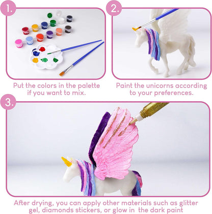 BONNYCO Unicorns Gifts for Girls Painting Kit with 18 Figurines Painting for Kids with Glow in The