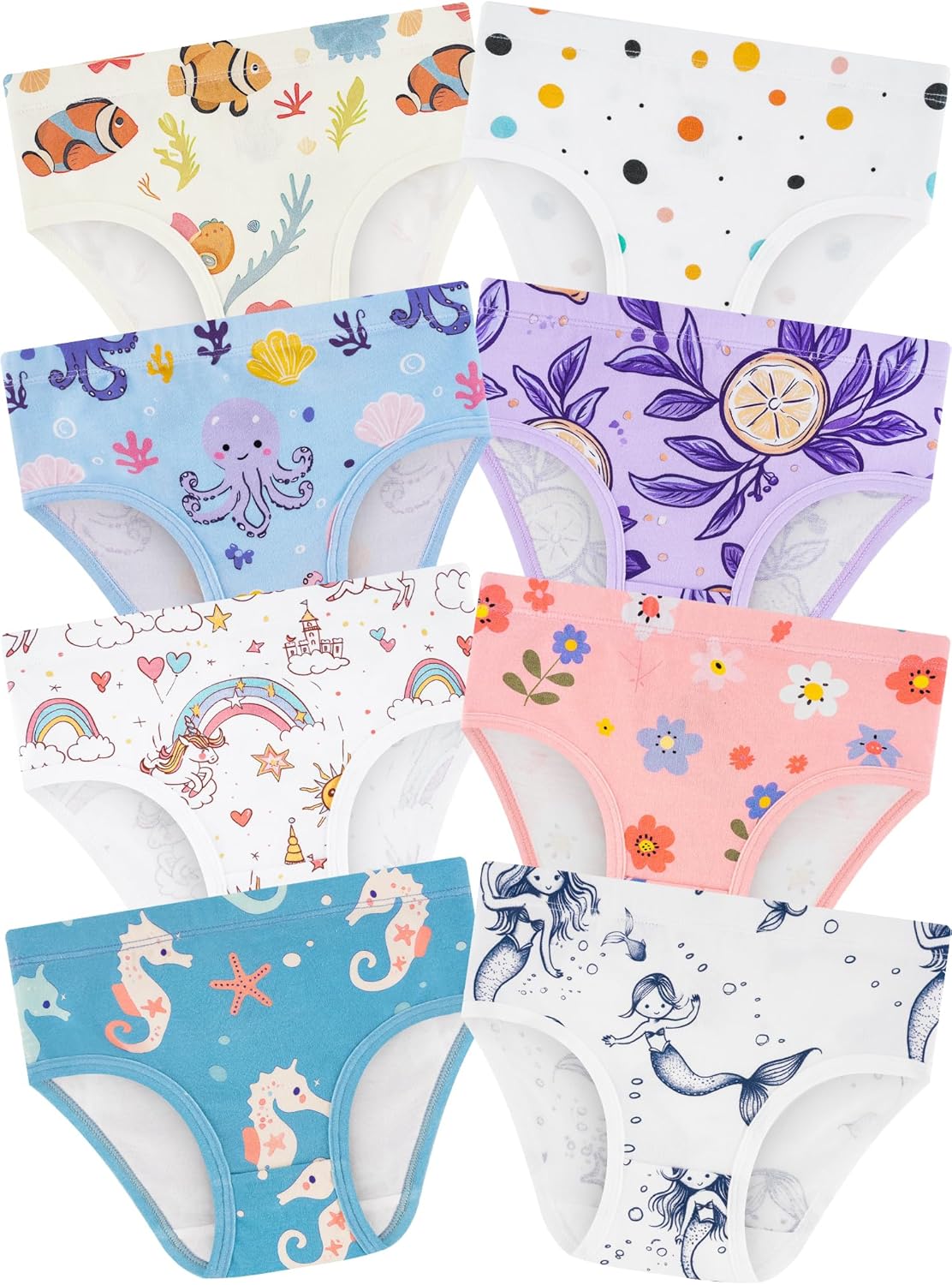Girls' Underwear,Soft Cotton Tagless Panties for Toddlers' & Little Kids Comfort,Breathable