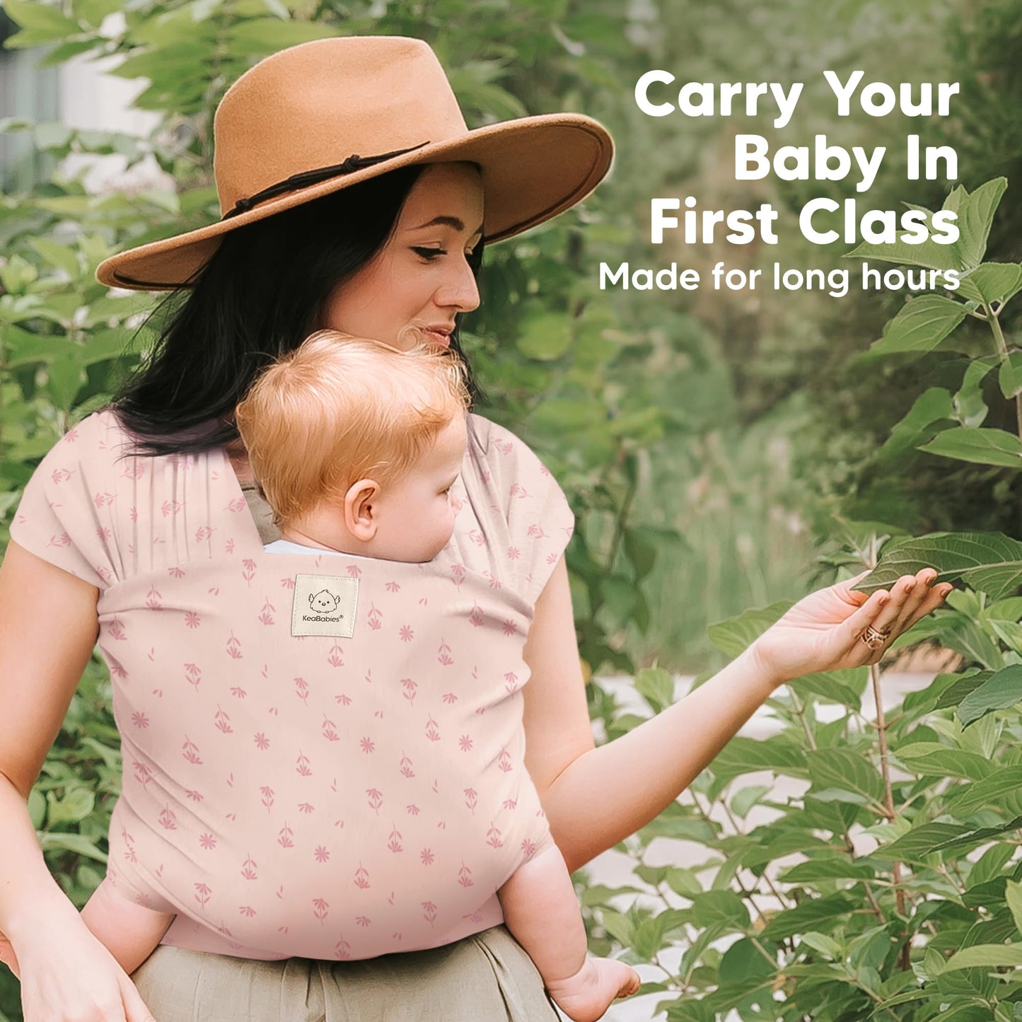KeaBabies Baby Wrap Carrier, All in 1 Original Baby Carrier (Pink Daisies)