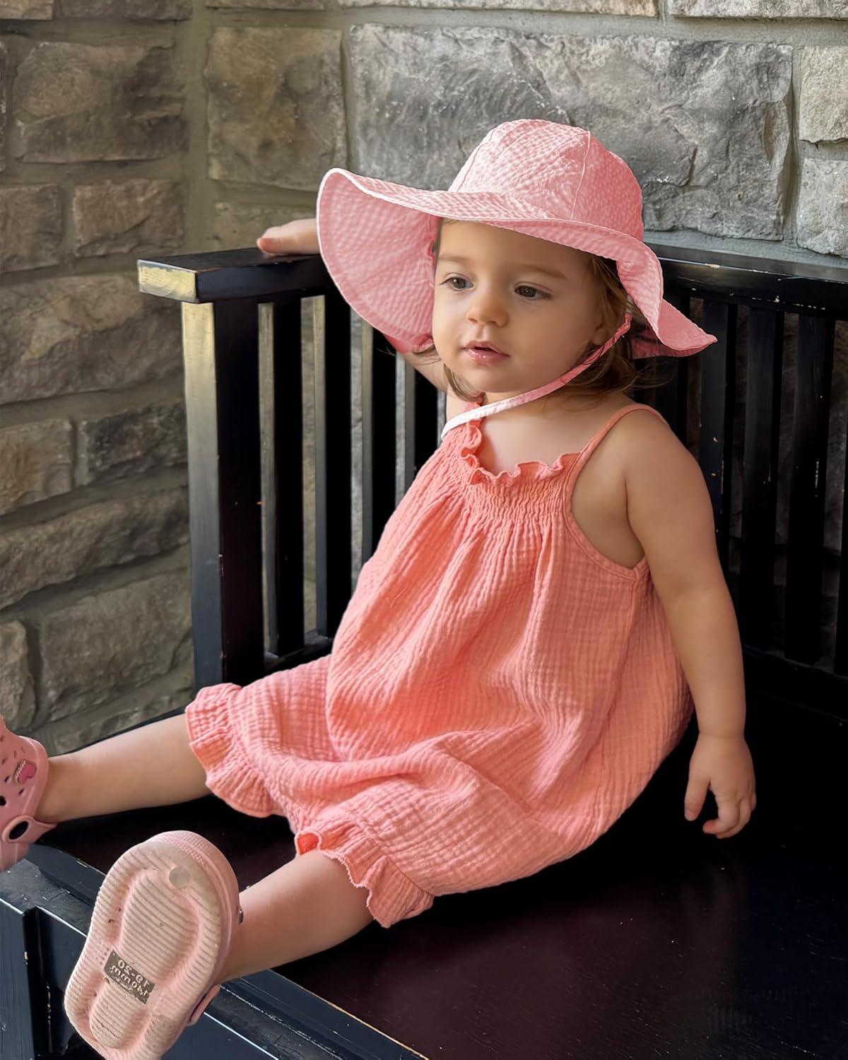 HONGTEYA Baby Sun Hat Toddler Girl Beach Hat Adjustable Outdoor Summer Hat UPF 50+ Sun Protection