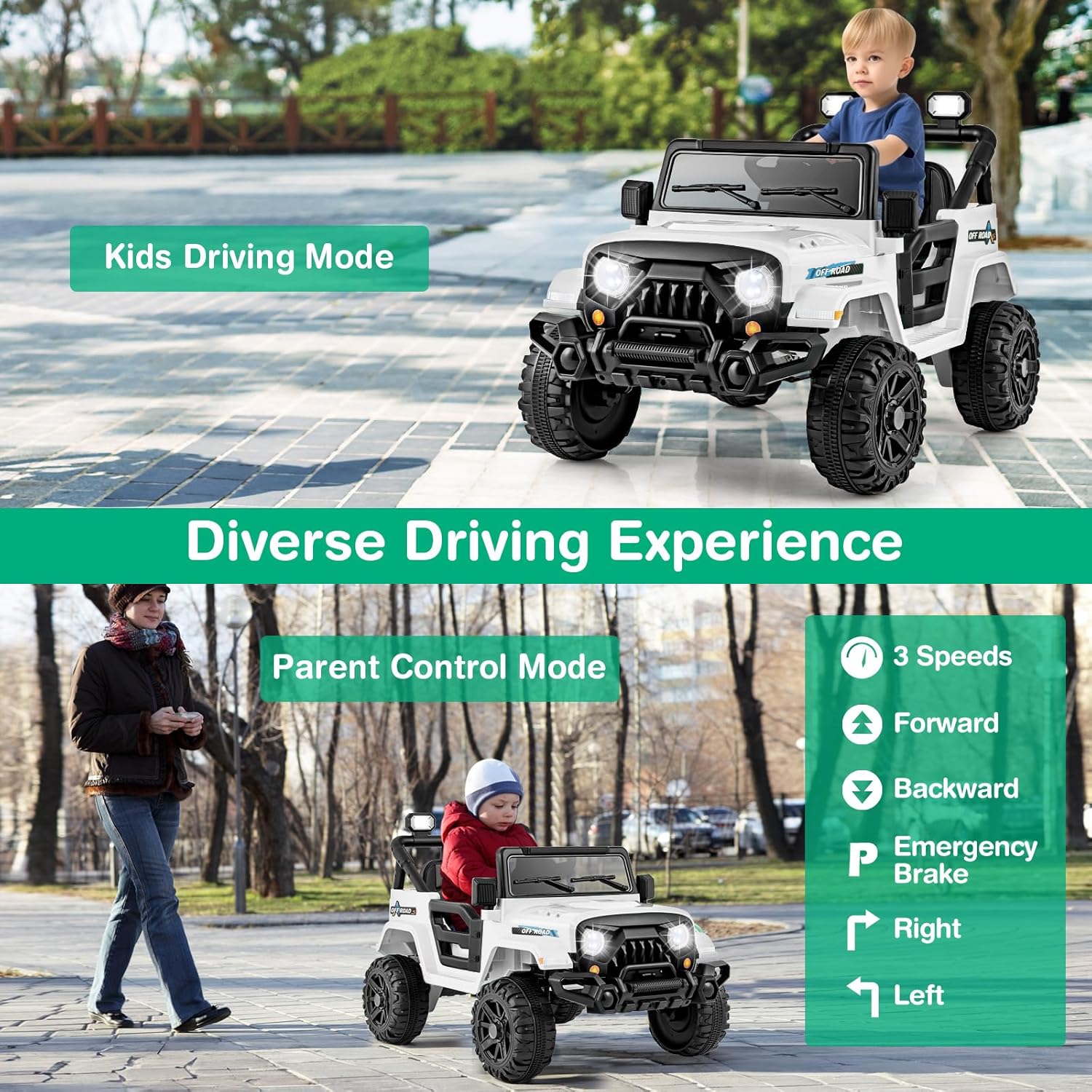 Costzon 12V Kids Ride on Truck Car, Electric Vehicle w/Remote Control, Threaded Wheels, 3 Speeds
