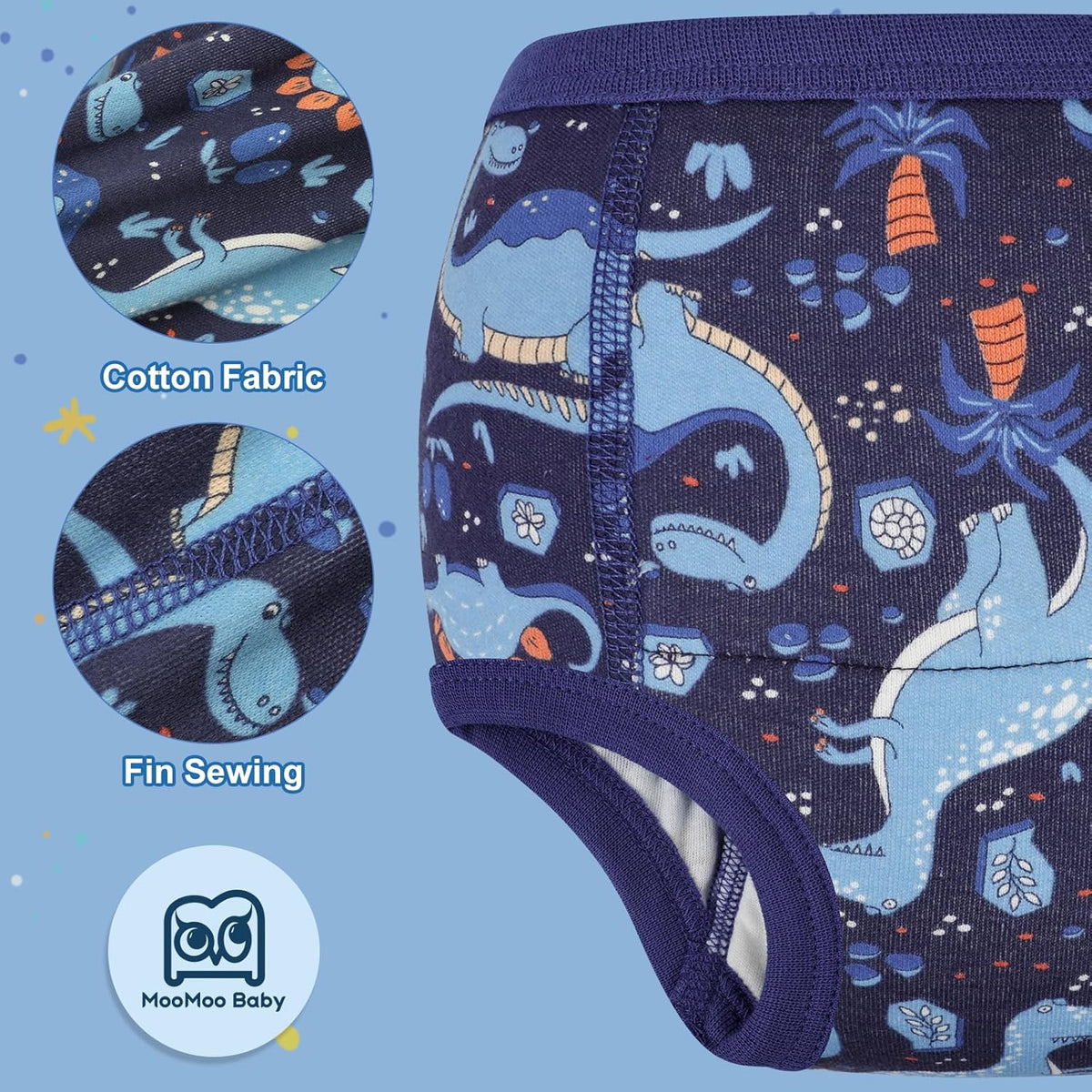 MooMoo Baby Potty Training Underwear Absorbent Toddler Training Pants for Boys and Girls 10 Packs