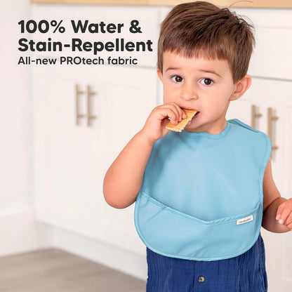 3-Pack Waterproof Baby Bibs for Eating - Lightweight Toddler Feeding Bibs with Large Food Catcher