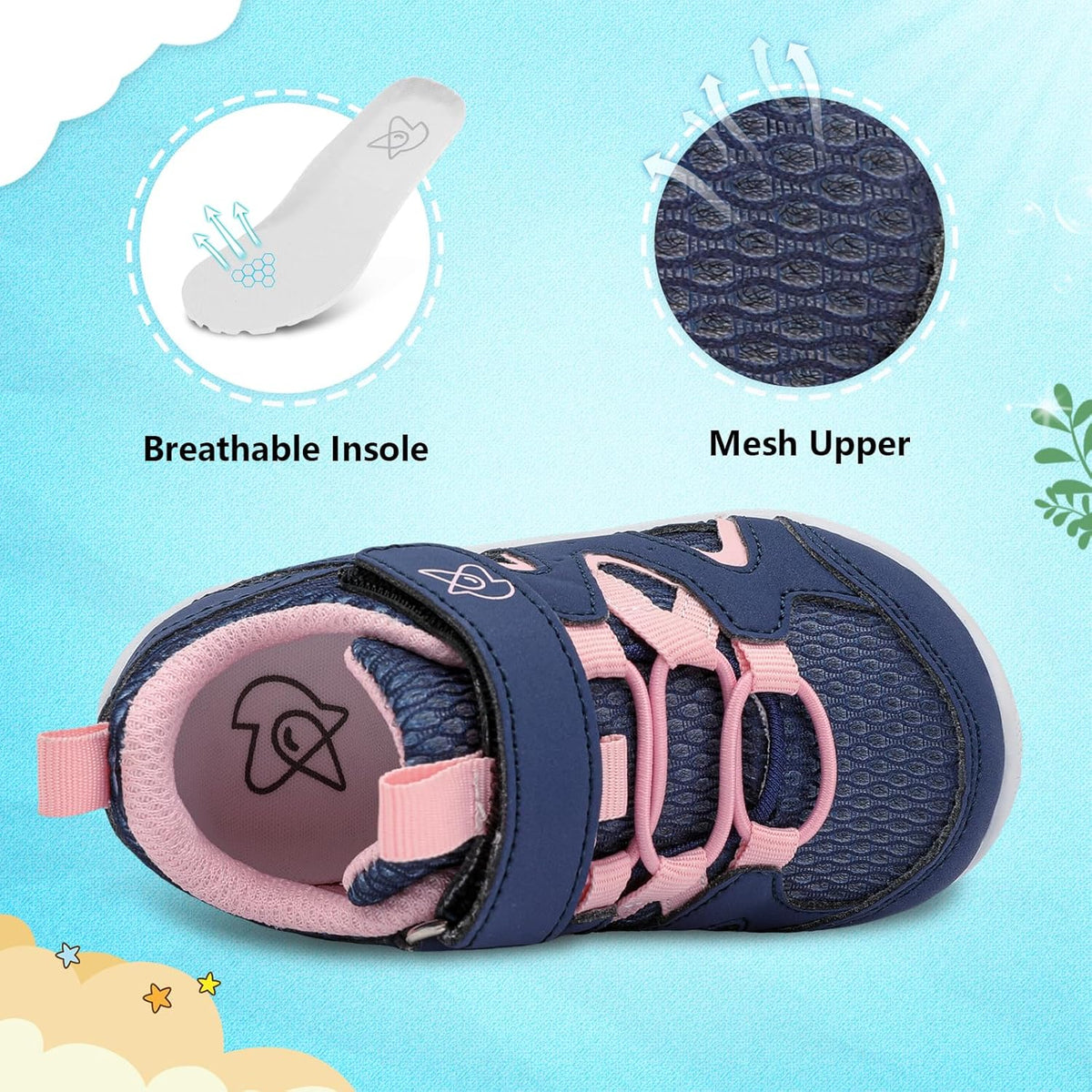 LeIsfIt Baby Shoes Boys Girls First Walking Shoes Non-Slip Toddler Breathable Sneakers Infant