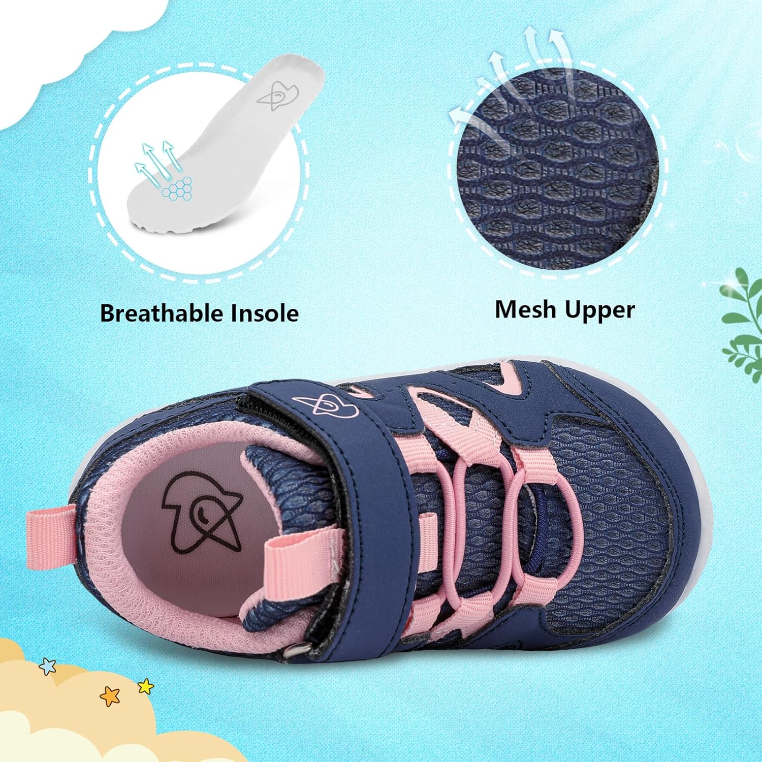 LeIsfIt Baby Shoes Boys Girls First Walking Shoes Non-Slip Toddler Breathable Sneakers Infant