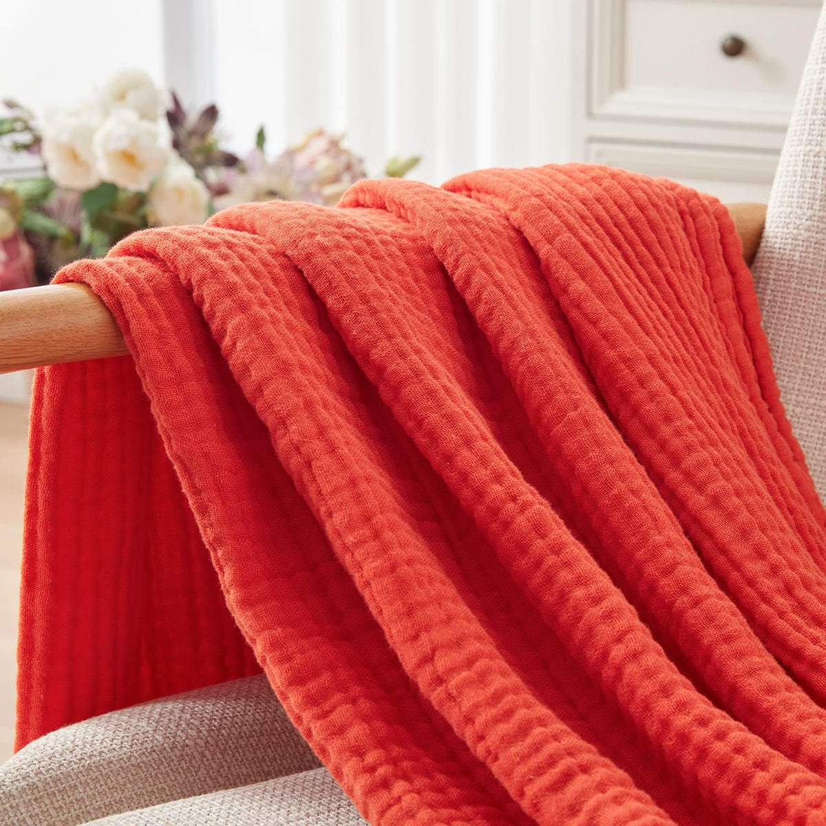 EMME Cotton Throw Blanket - 100% Muslin Soft, Breathable Gauze - All Season, Lightweight