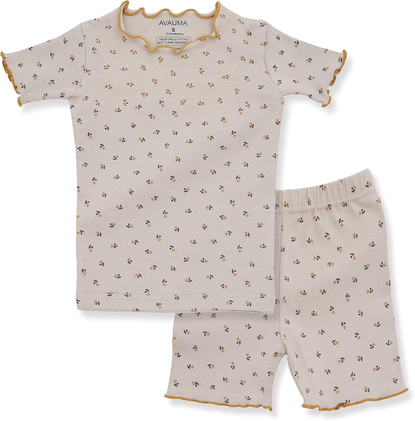 AVAUMA Baby Boy Girl Pajama Set 6M-7T Kids Cute Toddler Snug fit Flower Pattern Design Pjs Cotton