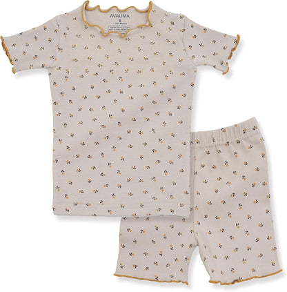 AVAUMA Baby Boy Girl Pajama Set 6M-7T Kids Cute Toddler Snug fit Flower Pattern Design Pjs Cotton