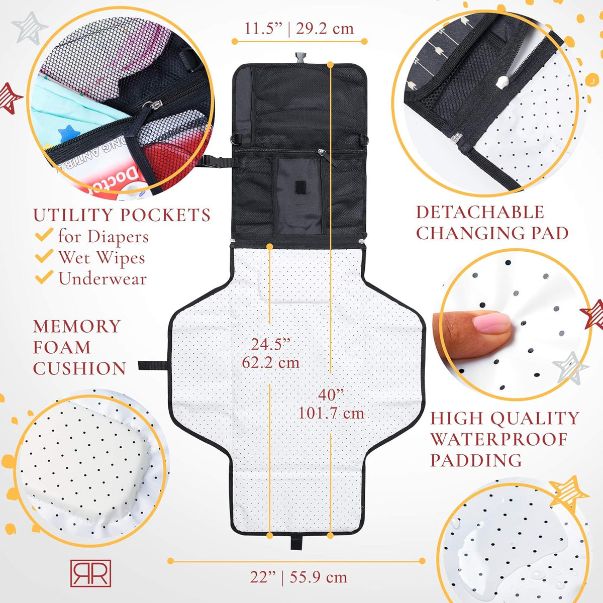 Portable Diaper Changing Pad Waterproof – B0NUS Insulated Baby Bottle Bag, 2-in-1 Diaper Clutch and
