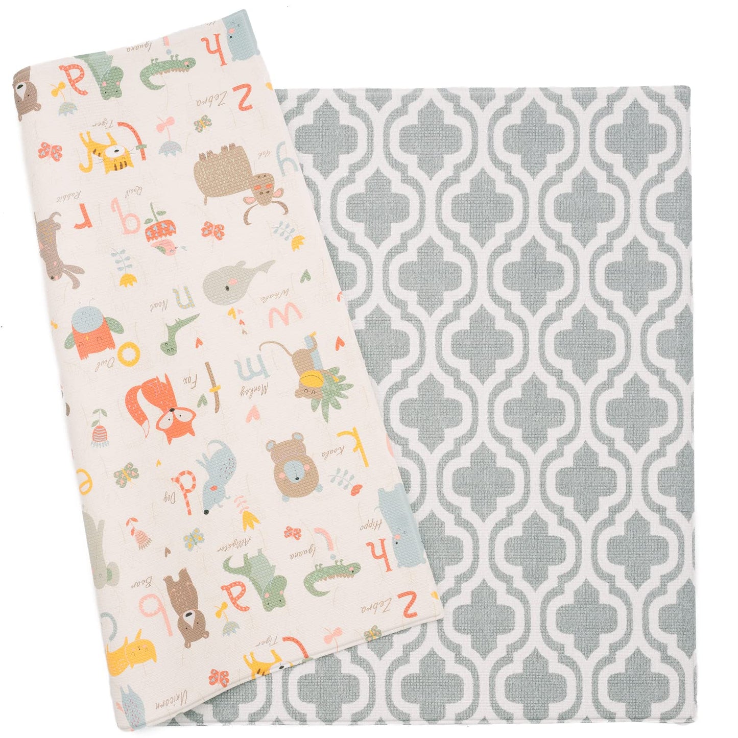 Baby Care Play Mat (Large, Moroccan - Blue) 82'' x 55'' Original One-Piece Reversible Rollable