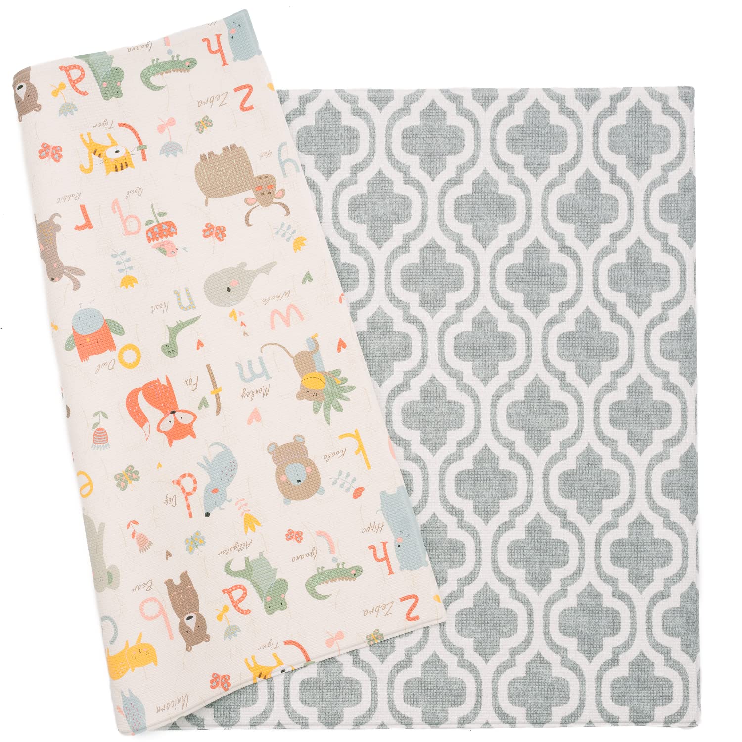 Baby Care Play Mat (Large, Moroccan - Blue) 82'' x 55'' Original One-Piece Reversible Rollable