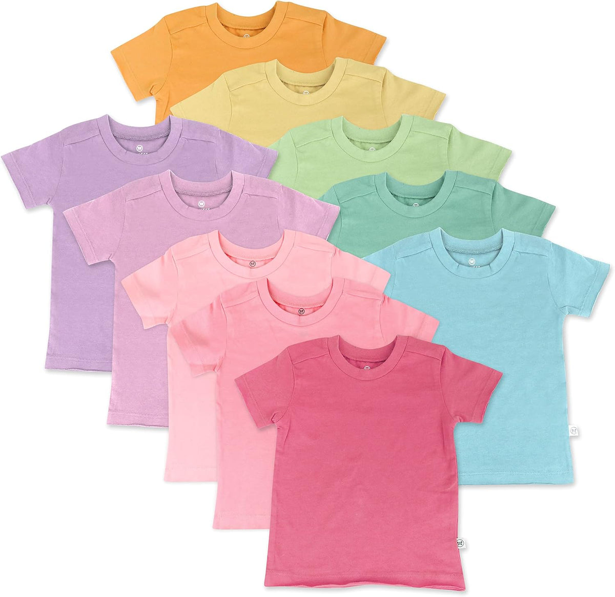 HonestBaby 10-Pack Short Sleeve T-shirts 100% Organic Cotton Baby, Toddler, Little Kids, Boys