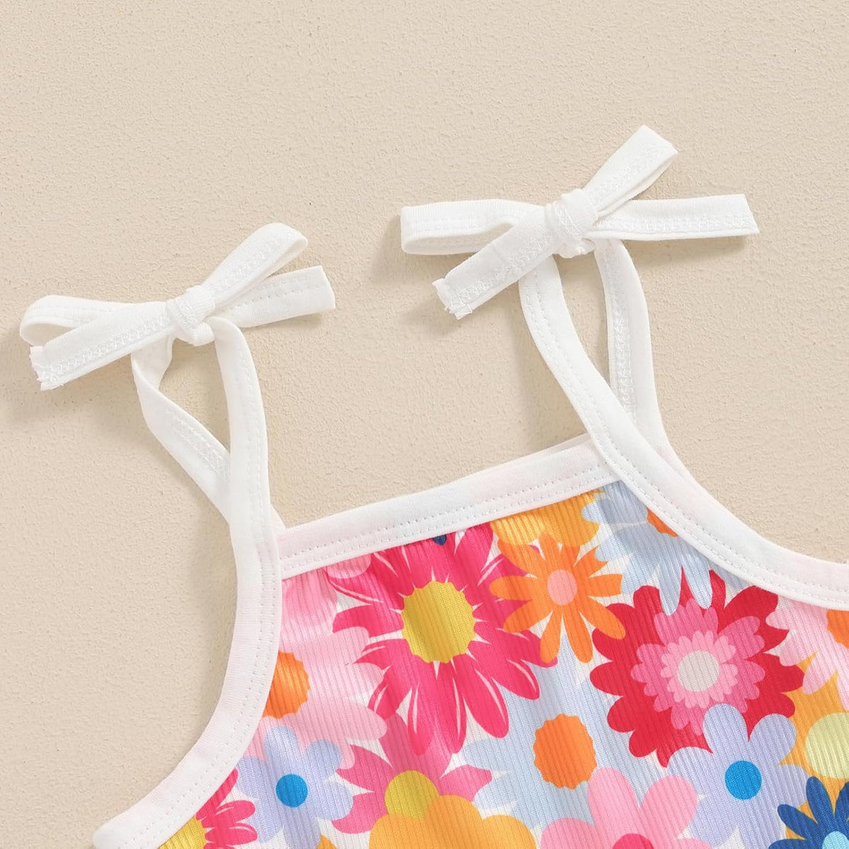 WZTYYDS Toddler Baby Girl Summer Clothes Floral Romper Tie-Up Strap Halter Jumpsuit Infant Summer