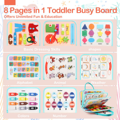 Teefrye Toddlers Busy Board Montessori Toys for Old 1-3 Year Girl Busy Book