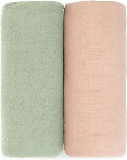 Comfy Cubs Muslin Swaddle Blankets Pack of 2 - 47 x 47 Inch Soft Cotton Baby Blanket Set, Large