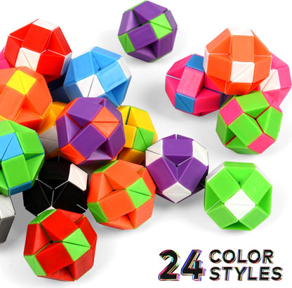 26 Pack 24 Blocks Magic Snake Cube Toy,Fidget Mini Snake Cube Puzzle Toy for Kids,Mini Plastic
