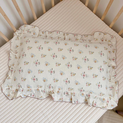BuLuTu Cotton Muslin Kids Toddler Pillowcase with Cute Azalea Flowers Pattern Super Soft Crib