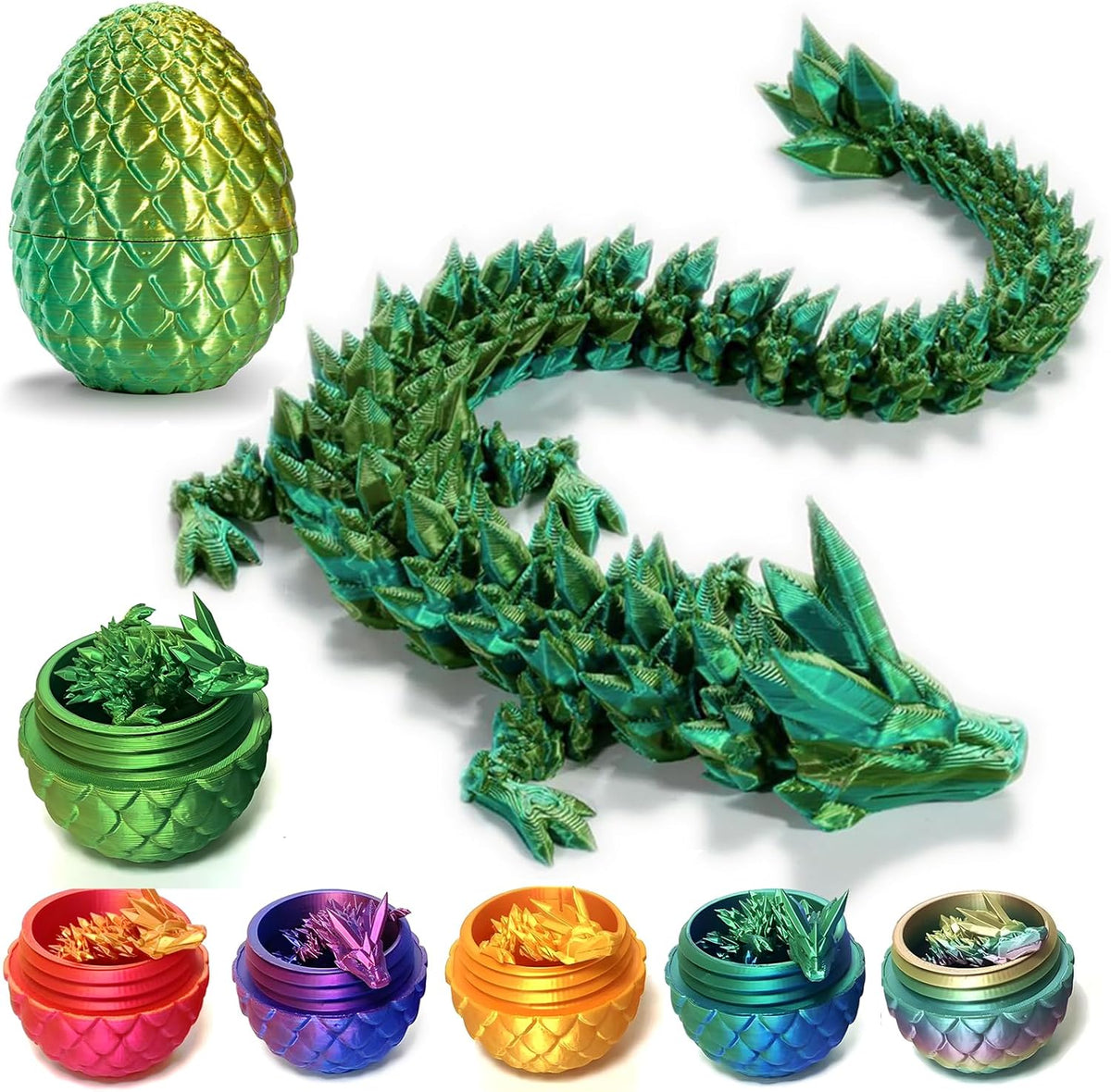 3D Printed Dragon Egg,Mystery Crystal Dragon Fidget Toys,Articulated Dragon,Home Desk Decor Easter