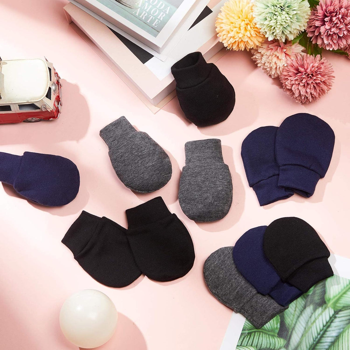 Geyoga 6 Pairs Newborn Baby Mittens No Scratch Gloves Infant Toddler Anti Scratch Essentials Unisex